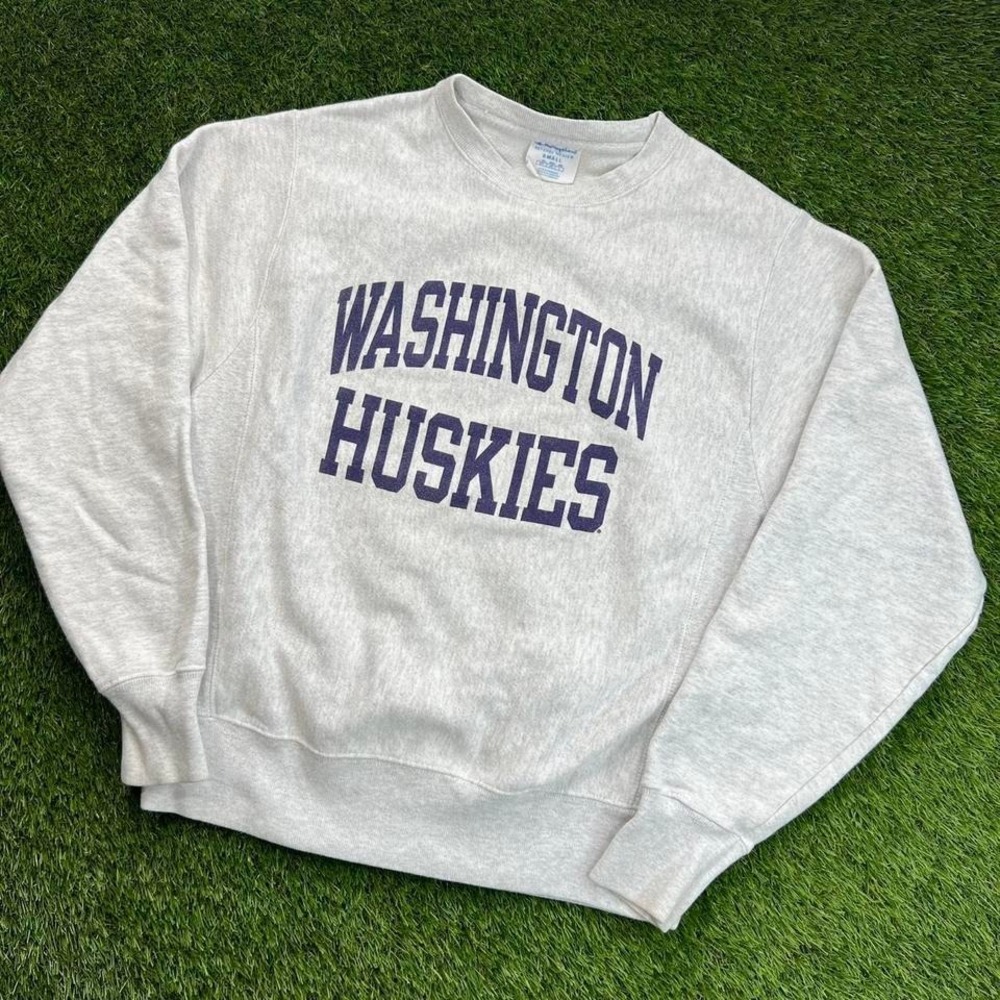 Champion Reverse Weave Washington Huskies Crewneck Sweatshirt Gray Small